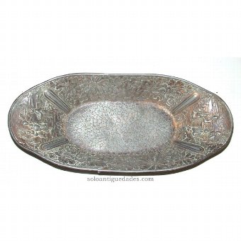 Antique Metal tray with oriental scenes