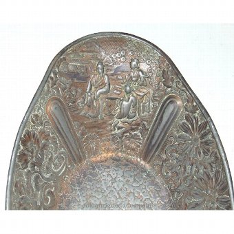 Antique Metal tray with oriental scenes