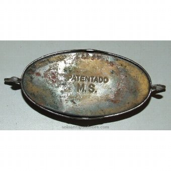 Antique Metal tray with inscription "Patented MS"
