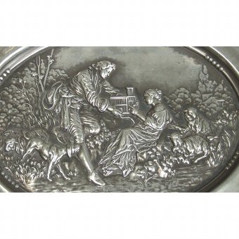 Antique Silver tray with country scene