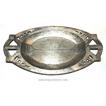 Antique Silver tray with geometric