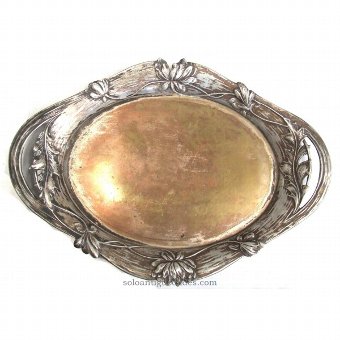 Antique Silver tray with side handles