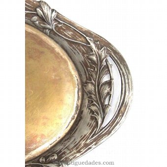 Antique Silver tray with side handles