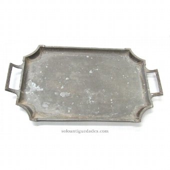 Antique Metal tray with pearl contrary