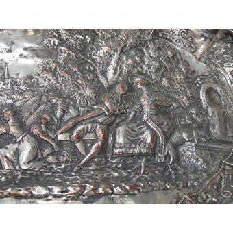 Antique Brass tray with country scene