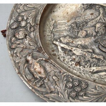 Antique Brass tray with gallant scene