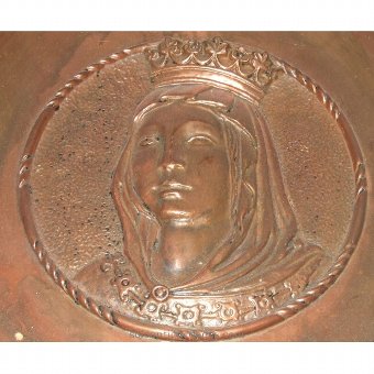 Antique Brass tray with portrait of Queen