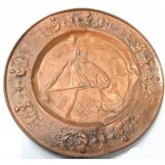 Antique Brass tray decorated with horse head