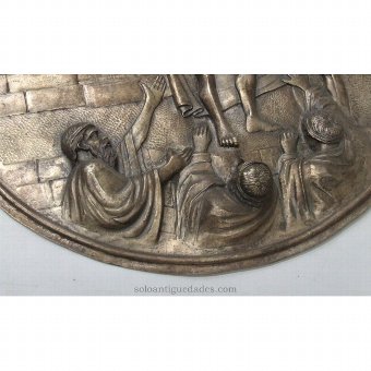 Antique Tray. Trial scene of Christ