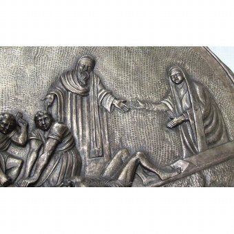 Antique Tray. Crucifixion of Christ