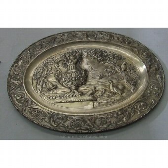 Antique Tin tray embossed landscape