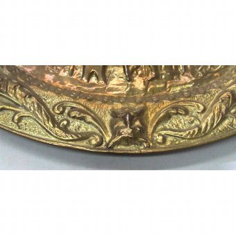 Antique Brass tray with embossed scene
