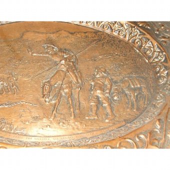 Antique Embossed tin tray of Don Quixote