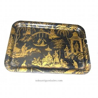 Antique Tray with Oriental scenes