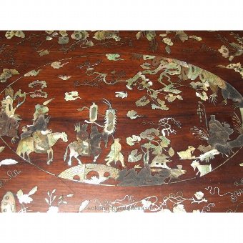 Antique Wooden tray inlaid mother of pearl