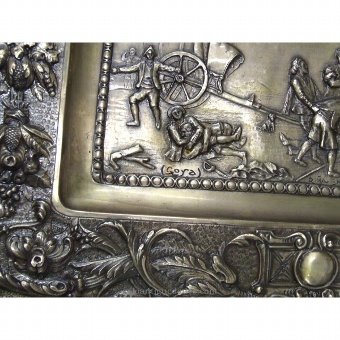 Antique Rectangular tray embossed metal