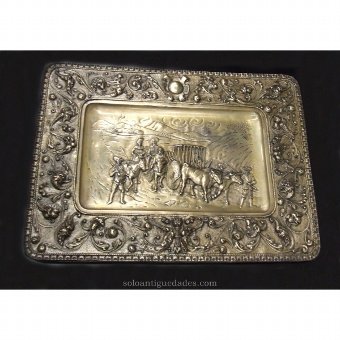 Antique Metal tray with rounded corners