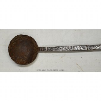 Antique Wrought iron ladle engraved on the handle