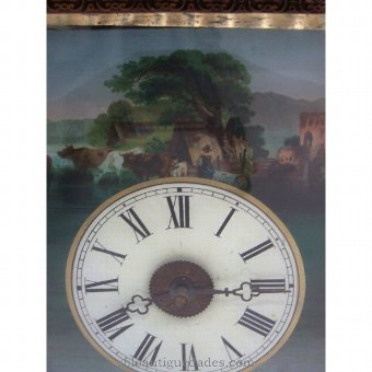 Antique Black Forest Clock type. Pastoral landscape.