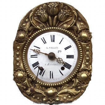 Antique Watch Type Morez. Lyre pendulum with floral decoration