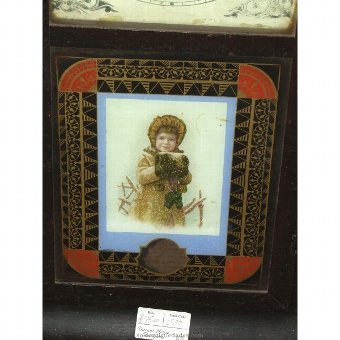 Antique Wall clock. Wooden frame with girl image