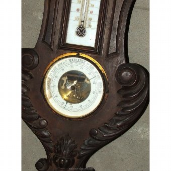 Antique Wall clock. With thermometer and barometer
