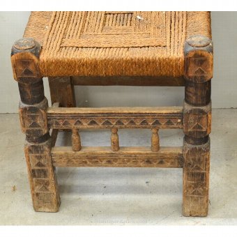 Antique Old wooden chair with geometric