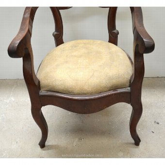 Antique Elizabethan chair beige upholstery
