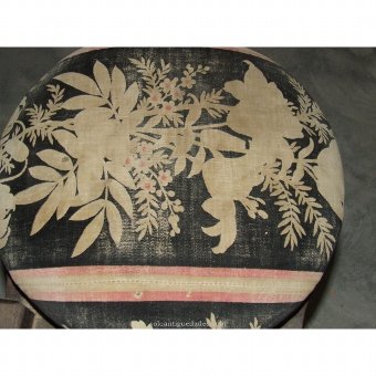 Antique Old stool with floral upholstery