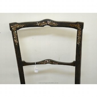 Antique Old wooden chair decorated with nacre ebonised