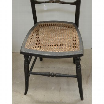 Antique Old wooden chair decorated with nacre ebonised