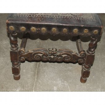 Antique Wood and leather chair embossed