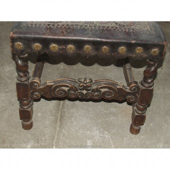 Antique Wood and leather chair embossed