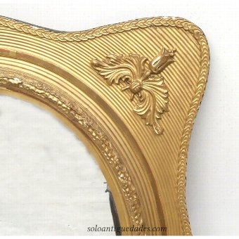 Antique Elizabethan Mirror Oval sinuous profile and enrolled