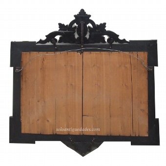 Antique Venetian wall mirror and carved crest crowned