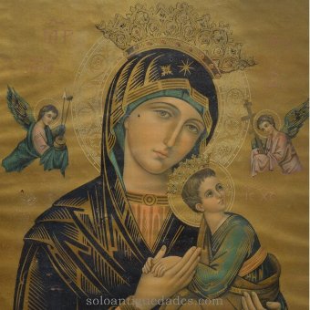 Antique Engraving of the Virgin Our Lady of Perpetual Help