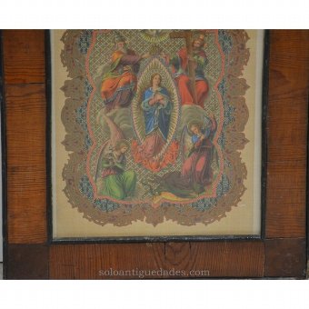 Antique Colored engraving "Marie dans sa gloire"