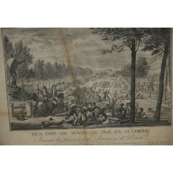 Antique Intaglio print with scene Revolutionary War