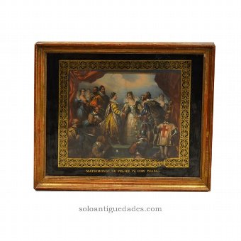 Antique Engraving "Marriage of Philip IV with Ysabel"