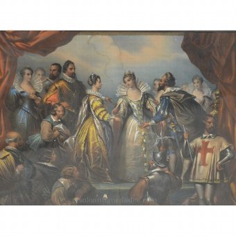 Antique Engraving "Marriage of Philip IV with Ysabel"