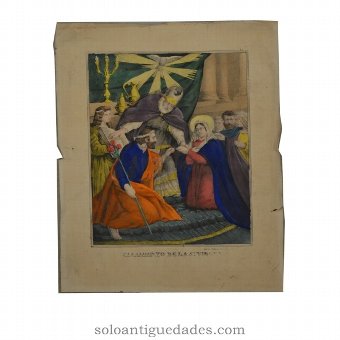 Antique Lithography "MARRIAGE OF THE HOLY. VIRGIN"