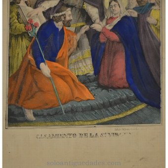 Antique Lithography "MARRIAGE OF THE HOLY. VIRGIN"