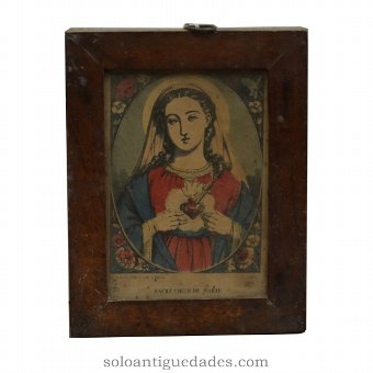 Antique Engraving "Sacre Coeur de Marie"