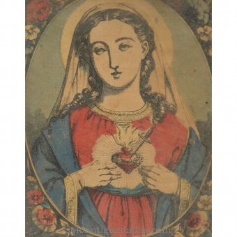 Antique Engraving "Sacre Coeur de Marie"
