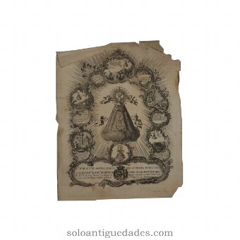 Antique Engraving "Your Lady of the Montes Claros"