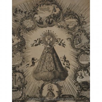 Antique Engraving "Your Lady of the Montes Claros"