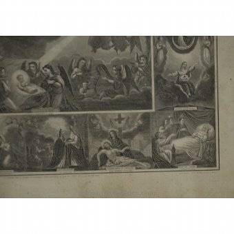 Antique Engraving "Life in action Blessed Virgin Mary Our Lady"
