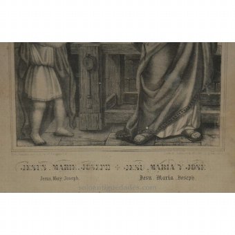 Antique Engraving "Jesus, Mary and Joseph"