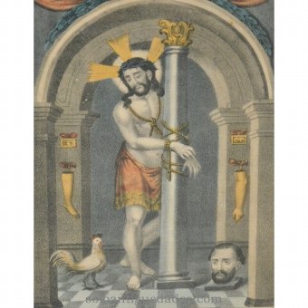 Antique Lithography "Effigy of Santo Cristo de Torrijo"