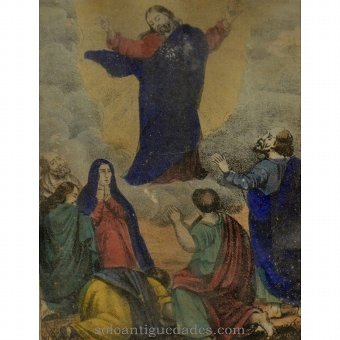 Antique Recorded painted "Ascension of Our Lord"